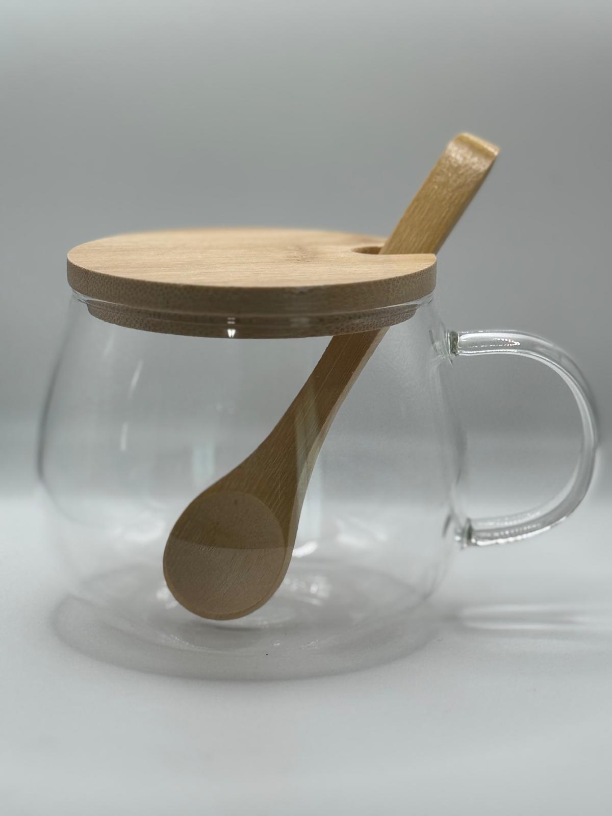 11oz Tea Cup w/ Bamboo lid & spoon