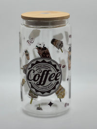 16oz Glass Tumbler Bamboo Lid w/ Glass Straw